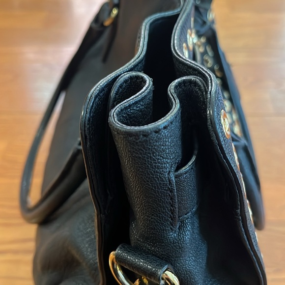 Black Leather Michael Kors Hamilton North South Tote with Gold Grommet Detailing - Picture 5 of 9